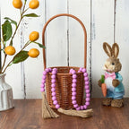 OMISHE 59in Wood Bead Garland with Tassels, Decorative Beads Decor, Farmhouse Wooden Beads Garland for Wall Hanging Home Festival Decor, Purple