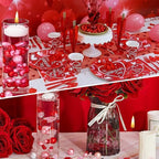 100PCS Red Pink Faux Pearls Beads for Centerpiece Vases, Vase Filler Faux Pearls, No Holes Filler Beads for Party Anniversary Valentine's Day Table Decor, 14/20/30mm