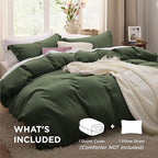 Bedsure Olive Green Duvet Cover Twin/Twin XL Size - 2 Pieces Prewashed Cotton-Like Extra Soft Bedding Set, Includes 1 Twin Duvet Cover 68x90 Inches with Zipper Closure & 1 Pillow Sham, No Comforter