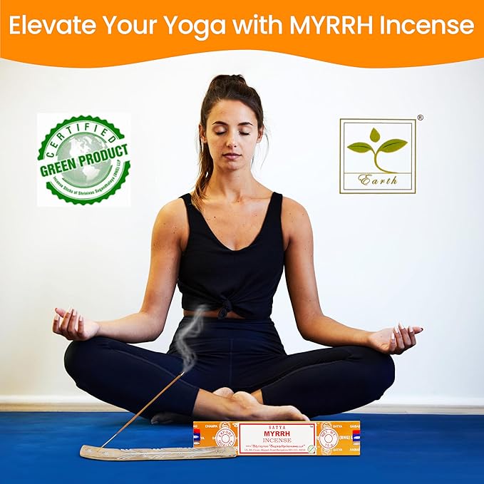 Satya Nagchampa Myrrh Incense Sticks, Satya Bng (Bangalore) Insenses 15gmx3 Pack (45 GMS) with Raajsee Incense Holder Bundle, Satya Nagchampa Natural Incense