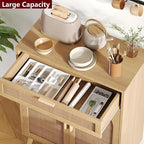 Irontar Rattan Buffet Sideboard Cabinet with Storage, Coffee Bar, Boho Credenzas with Drawer, Kitchen Storage Cabinet, Accent Cabinet with Doors for Hallway, Living Room, Dinning Room, Natural