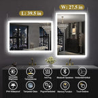 SBAGNO LED Bathroom Mirror with Lights, 40''x28'' 3D Border Bathroom Vanity Wall Mirror with Bluetooth, Anti-Fog, Stepless Dimming, 3 Colors, Tempered Glass Lighted Vanity Mirror for Bathroom