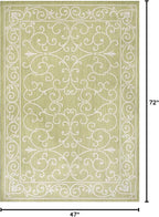 JONATHAN Y Vintage Filigree Indoor Outdoor Area Rug 4X6 Green/Cream, Charleston Textured Weave for Backyard, Patio, Porch, Easy-Cleaning, High Traffic, Pet-Friendly, Non-Shedding (SMB106H-4)