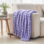 NEWCOSPLAY Faux Fur Throw Blanket Lavender Bubble Blanket Thick Warm Soft for Couch Sofa Bed 550GSM (Lavender, Throw(50"x60"))
