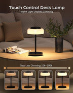 QiMH Battery Operated LED Table Lamp for Living Room, 5000mAh Cordless Desk Lamp with Stepless Dimmable Touch Control, Mini Rechargeable Night Light for Bedroom, Outdoor bar (Black-RGB)