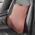 Soft Lumbar Support Pillow for Car Seat and Office Chair, Back Support Pillow for Driver's seat Back Cushion for Pain Relief Improve Posture (Suede Cover-Brown)