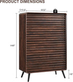 RedLemon 5 Drawers Dresser for Bedroom, 48'' Tall Mid Century Modern Wood Fluted Dresser, Chest of Drawers with Tapered Leg for Bedroom, Living Room, Hallway, Closet, Dark Walnut