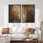 SIGNFORD Framed Canvas Print Wall Art Set Abstract Burnt Sienna and Beige Illustration Modern Art Decorative Nordic Nature for Living Room, Bedroom, Office - 24"x36"x2 Black