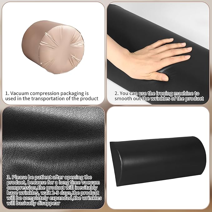 HOMBYS PU Leather Recliner Leg Rest Cushion, Bolster Foot Pillow for Legs, Recliner Foot Pillow, Multipurpose Half Moon Leg Pillow & Back Lumbar Support Cushion for Bed, Chair, Sofa-23"x10"x4"