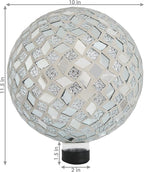 Sunnydaze 10-inch Gazing Ball for Garden - Crackled Glass Mosaic Gazing Globe for Outside - Mirrored Diamond Mosaic
