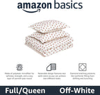 Amazon Basics Lightweight Microfiber Comforter Sets, 3-Pieces, Off White, Floral, Full/Queen
