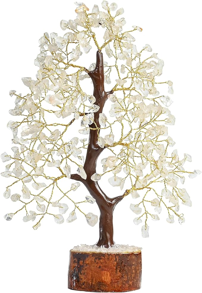 Clear Quartz Crystal Tree of Life - Chakra for Positive Energy, Feng Shui Decor - Gemstone Money Bonsai Tree, Good Luck Healing Crystals - Meditation Stones, Spiritual Unique Gift 10-12"