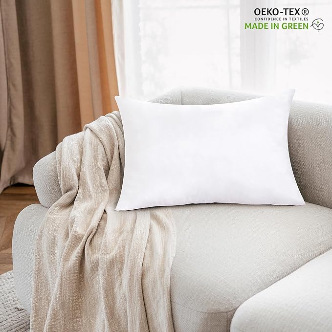 ROYALE LINENS 14 X 22 Pillow Insert - Down Alternative Throw Pillows Insert - Rectangle Pillow Pack of 1 White - Bed & Couch Pillows - Inner Cushion for Bed, Cushion for Living Room - Shams Stuffer