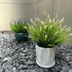 alyptus Outdoor Artificial Flowers 12 Bundles Plastic Plants Faux White Flower Fake Monkey Grass for Planters Décor Outside (White)