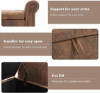 Furniliving 55” End of Bed Bench, Bedroom Bench with Button-Tufted, Large Upholstered Storage Ottoman Entryway Bench with Storage Shoe Cabinet Bench, for Bedroom, PU, Coffee