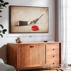 Elephant Stock Vintage Ice Hockey Wall Art - Horizontal Framed Canvas - 1-Piece Hallway Wall Decor - Photography Sports Canvas Print - Brown and Beige Decor for Wall - 43" X 29"