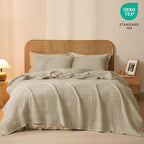 PHF 100% Cotton Waffle Weave Blanket King Size, Soft Lightweight Breathable Cozy Summer Blankets for Bed, Luxury Aesthetic Woven Bedding for Home Decor, 108"x90", Khaki