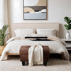 Ottoman Rectangular Storage Ottoman Bench, Flannel Footrest Stool Footstool with Lid for Living Room, Bedroom, Entryway, Chocolate, 28.5"x19"x17.5"