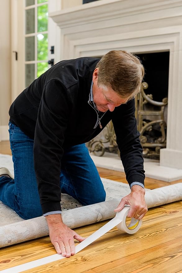 Rug Tape – Anti-Slip Double-Sided Carpet Tape, 1.9” x 100ft Roll – Heavy Duty Adhesive for Rugs on Hardwood, Tile & Vinyl – Clean Removal, Indoor & Outdoor Use