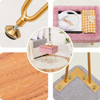 Wimarsbon Faux Mink Fur Storage Ottoman, Modern Soft Footstool, Storage Bench with Metal Legs, Vanity Seat, Fur Stool, Ottoman Coffee Table, Makeup Chair, Vanity Stools for Bedroom (Pink)