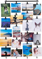 You Have Space Hanging Picture Display Photo Holder with 4 Metal Cable Strings and 20 Magnetic Clips Metal Black