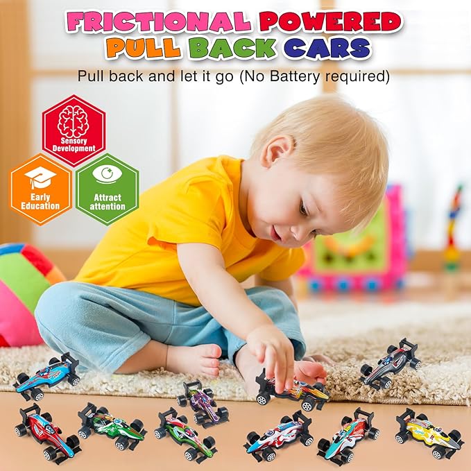 YCCHENG Pull Back Cars 15 Pack 1:43 Toy Model Set Small Race Cars for Toddlers Kids Ages 1 2 3 4 5 6 Year Old Boys and Girls Easter Basket Stuffers Preschool Birthday Party Favor