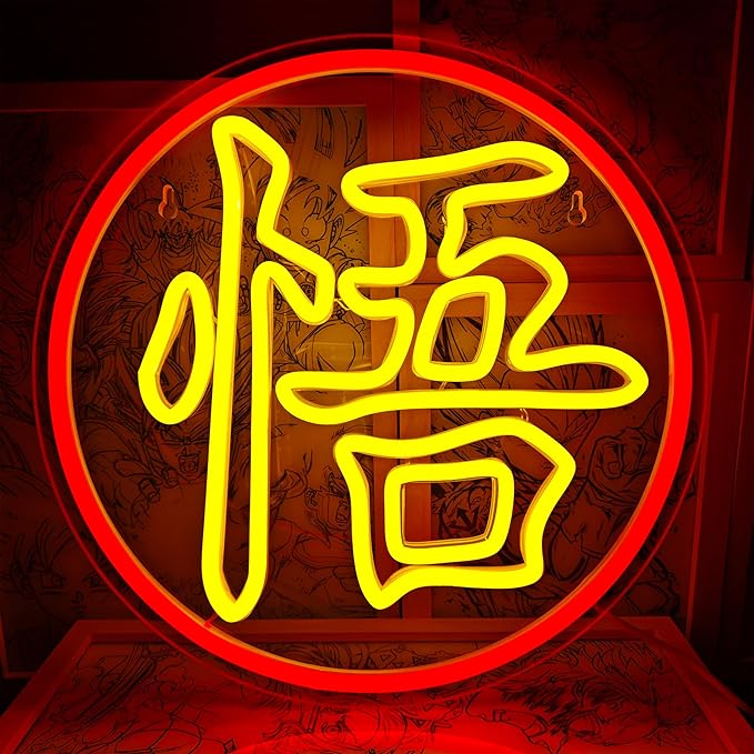 Anime Neon Sign, LED Light, Red, Lemon Yellow, 11.8 x 11.8 inches, Wall Art, Bedroom, Game Room, Gift