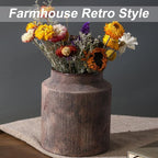Farmhouse Vase for Home Decor, Vintage Rustic Terracotta Flower Vase Suitable for Home Decor, Living Room, Shelf, Dining Table. 7IN （Red Rust Color）