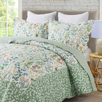 Travan 3-Piece Floral Quilt Super King Quilt Bedding Set, Ultra Soft & Fade Resistant Super King Size Quilt Set for All Season, Exquisite, 120 * 120 Inch