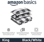 Amazon Basics Lightweight Microfiber Comforter Sets, 3-Pieces, Black/White, Checkerboard, King