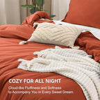 Litanika Oversized King Comforters Burnt Orange Super King Size, 3 Pieces Lightweight Solid Bedding Comforter Set, All Season Fluffy Bed Set (120x120In Comforter & 2 Pillowcases)