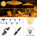 Outdoor Lights with Remote Dimmer, 50 + 3 Spare G40 LED Bulbs Plug in Connectable Patio Light, Waterproof Hanging Lights for Backyard Indoor Camping Balcony Yard Deck Decor (100 FT)