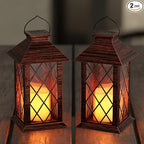Solar Lanterns Outdoor, Waterproof Garden Hanging Lanterns,13" Outdoor Decorative Lantern with LED Flickering Flameless Candles, Vintage Lantern for Porch, Yard,Patio Decor