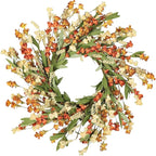 Artgar Fall Wreath, Fall Wreaths for Front Door, 24 in Fall Decor Floral Wreath, Door Wreaths for Front Door Outside All Season for Thanksgiving Home Indoor Outdoor Wall Decor (White Orange Yellow)