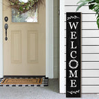 Welcome Wooden Porch Sign 47.2"H Front Door Rustic Standing Large Welcome Porch Sign for Home Front Porch Decor Rustic Wall Decor Home Farmhouse Yard Door Decorations -Black Porch Decor