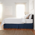 Amazon Basics Lightweight Pleated Bed Skirt, Twin, Navy Blue, Solid