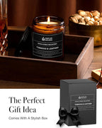 Scented Candles for Men | Tobacco & Leather Scented | Wooden Wick, Long Lasting, Masculine Scents | Natural Soy Jar Candle for Home, Bacehlor Pad Decor | The Perfect Mens Gift