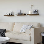 RICHER HOUSE 3 Set Floating Shelves for Wall Decor, Mounted Book Shelf, Nursery Picture Ledge With Lip for Storage, Bedroom, Living Room, Bathroom - Brown