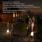 uuffoo Portable Outdoor Table Lamp - Dimmable Rechargeable Night Lights w/Remote and 7 RGB Colors, IP44 Water-Resistant Hanging Lantern for Patio, Tent, Bedroom, Garden, Emergency