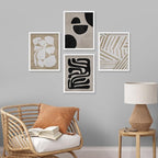 SIGNWIN Framed Tropical Mid-Century Wall Art, Set of 4 Modern Hawaiian Geometric Print Wall Decor Prints, Nature Wilderness Wall Décor for Living Room, Bedroom - 8"x10" White