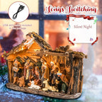 Taman Nativity Set with LED Light - Resin Figurines Tabletop Nativity Scenes Xmas Gifts Collectibles for Christmas Holiday Decorations