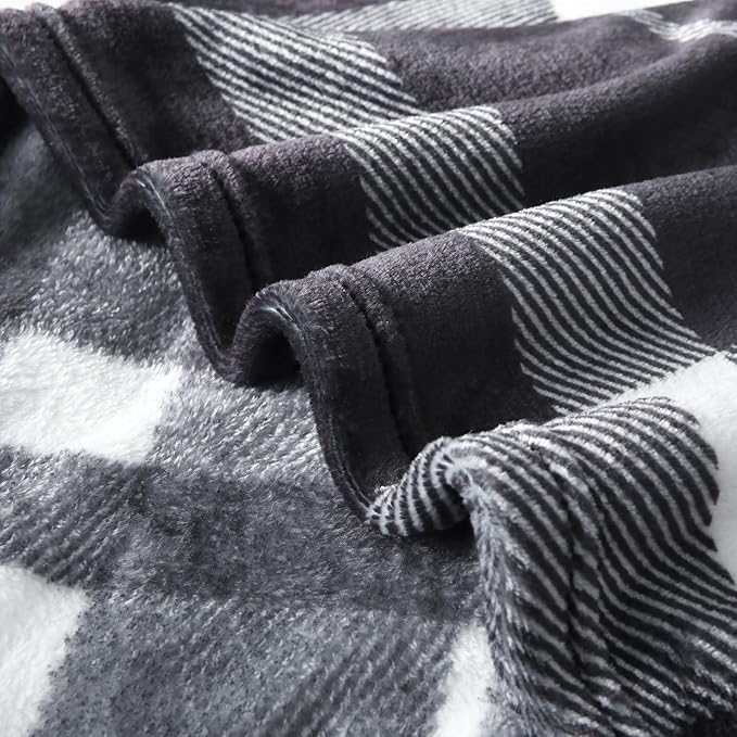 MERRYLIFE Black and White Plaid Throw Blanket Decorative Fleece Throw | Ultra-Plush Colorful | Couch Blanket Travel Lap | Home Gift Use(50" 60",Black White)