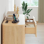 Alohappy Fluted 5 Drawers Dresser for Bedroom, 48" Tall Mid Century Modern Chest of Drawers with Curved Profile Design, Wood Storage Dressers for Closet Bedroom, Living Room, Hallway, Entryway