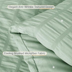 MUXHOMO 7 Pieces King Comforter Set, Seersucker Bed in a Bag King Size, All Season Luxury Bedding Set with Comforter, Flat Sheet, Fitted Sheet, Pillowcases & Shams, Sage Green