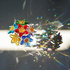 Colorful Crystal Flower Figurine with Base Multicolor Floral Home Decor Christmas Tabletop Centerpiece