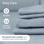 Full Sheets Set 6 Piece - Includes 4 Pillowcases - Bed Sheets Full Size - Soft Hotel Luxury Bedding - Cooling, Comfy & Breathable - 1 Flat & 1 Fitted & 4 Pillowcases w/ Deep Pockets - Heathered Blue