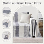 Couch Cover Boho for Dogs Washable Gery Couch Covers for 2 Cushion Couch, Chenille Sectional Couch Covers L Shape Sofa Cover, Furniture Protector for Kids, Pets, Grey 71"x118"