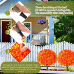 Yunlly Set of 2 Artificial Boxwood Topiary Ball Tree 27 Outdoor Boxwood Balls with Flower Faux Bush UV Resistance Fake Shrub Plant with Spike for Garden Porch Patio Decor (Fall Dark Orange,27x18inch)