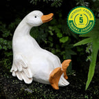 Duck Yard Decorations Outdoor Ornaments Set of 3, Resin Goose Sculpture Statue Front Porch Garden Decor for Outside Imitation Wood Carving, Funny Animal Decorations Fairy Craft Yart Art Decor