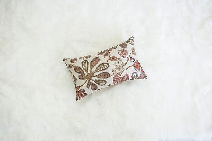 Mika Home Set of 2 Jacquard Tropical Leaf Pattern Oblong Throw Pillow Covers Accent Pillowcase 12X20 Inches,Coral Cream